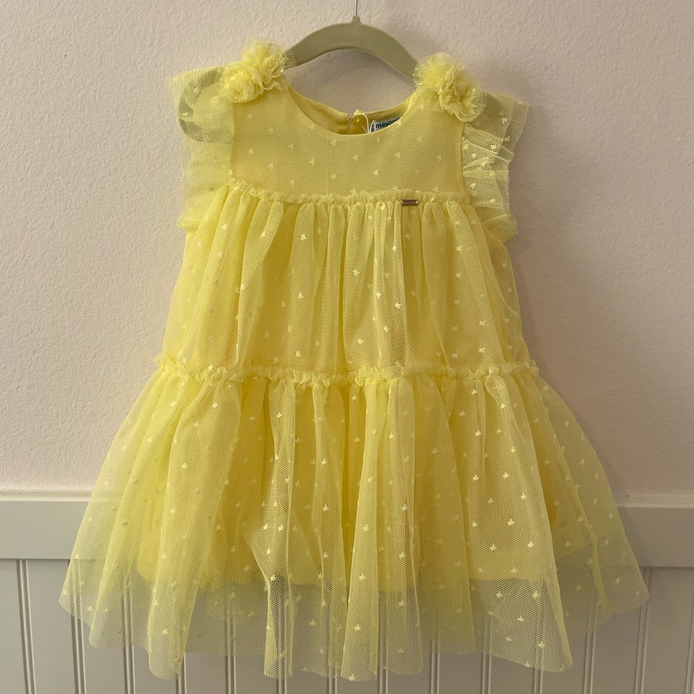 Mayoral Yellow Tulle plumeria dress - 2 years old